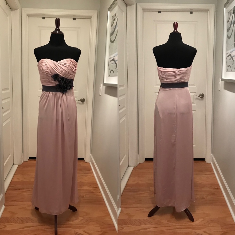 Pink Mauve Floral Evening Strapless Sweetheart Gown Prom Dress size xs